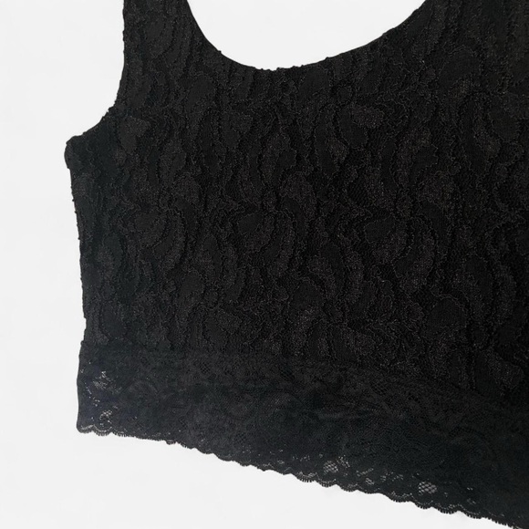 Soprano Black Lace Sleeveless Crop Top Tank Top Womens Scoop Neck Tight XS - S - Picture 3 of 5